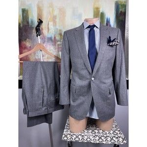 42R Hartmanns Custom Gray 2 Piece Suit - Pants 36/30 Italian Wool Mens Italian